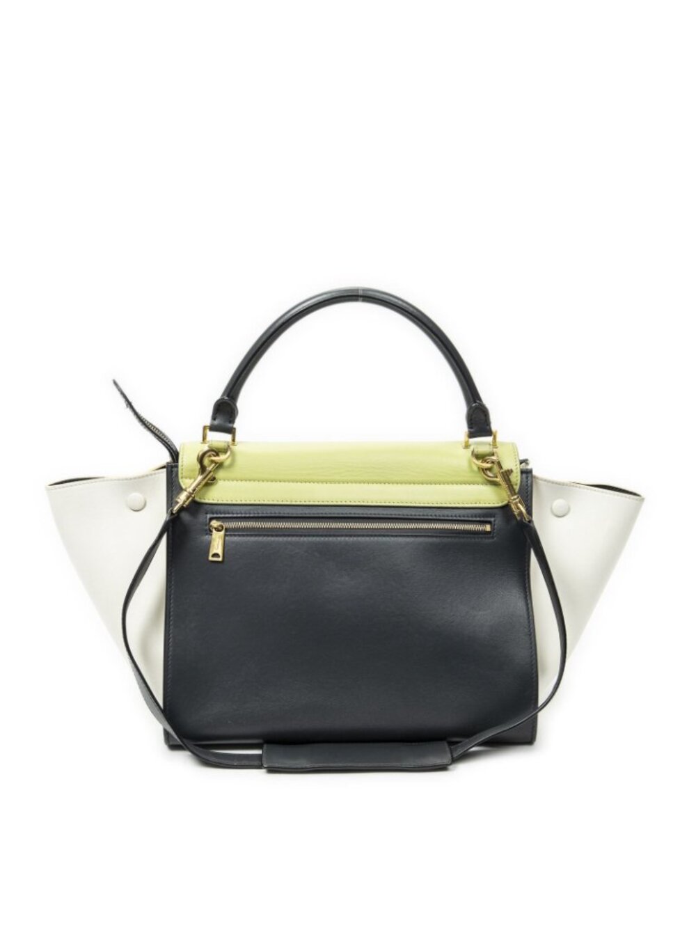 Celine Tricolor Trapeze Gray Light Green Ivory Calfskin Leather Messenger - Picture 5 of 10